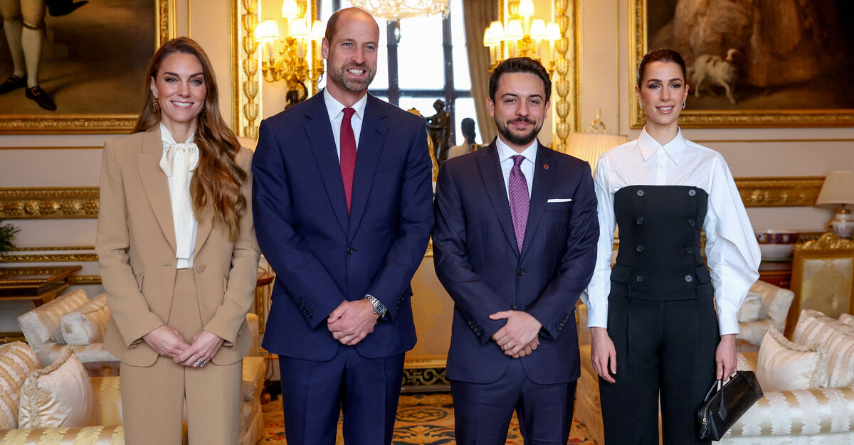 Kate and William of Wales Receive Jordan S Crown Prince and Wife   Windsor Prins Charles