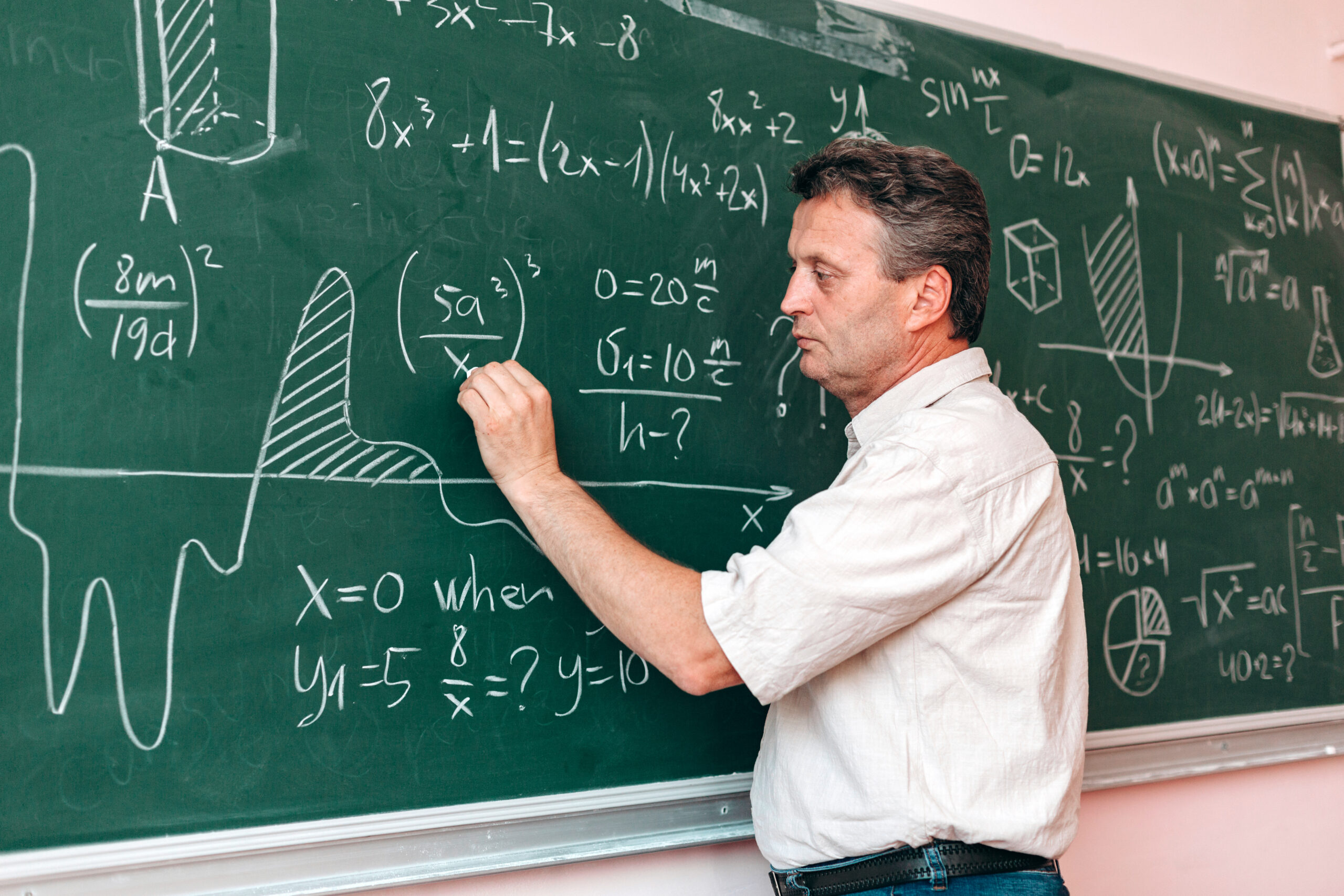 Teacherwriteontheblackboardandexplainalessonimage
